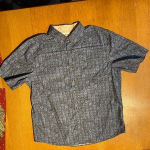 Dubinik Men's XL Blue Hawaiian/geometric‎ Short Sleeve Button-Up Shirt Casual